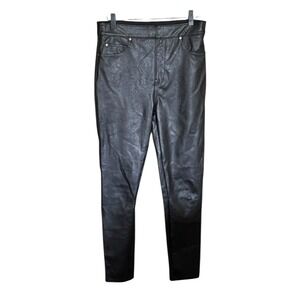 Spanx Leather Like Faux Pants  Medium Ankle Stretch Pull-On Pants‎ Shaping Black